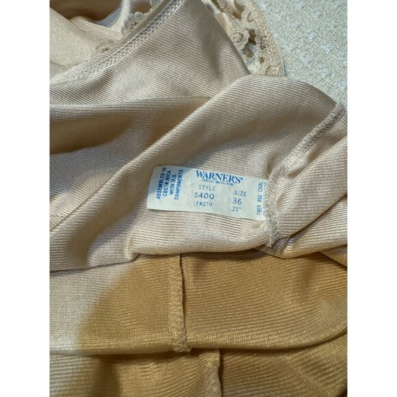Vintage Warner's Beige Full Slip Dress Size 36 Style 5400 Satin Nylon Lingerie - Picture 3 of 3